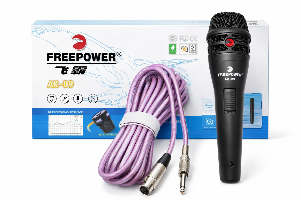 Microphone Dynamique FREEPOWER AK-Q9 avec Câble XLR
