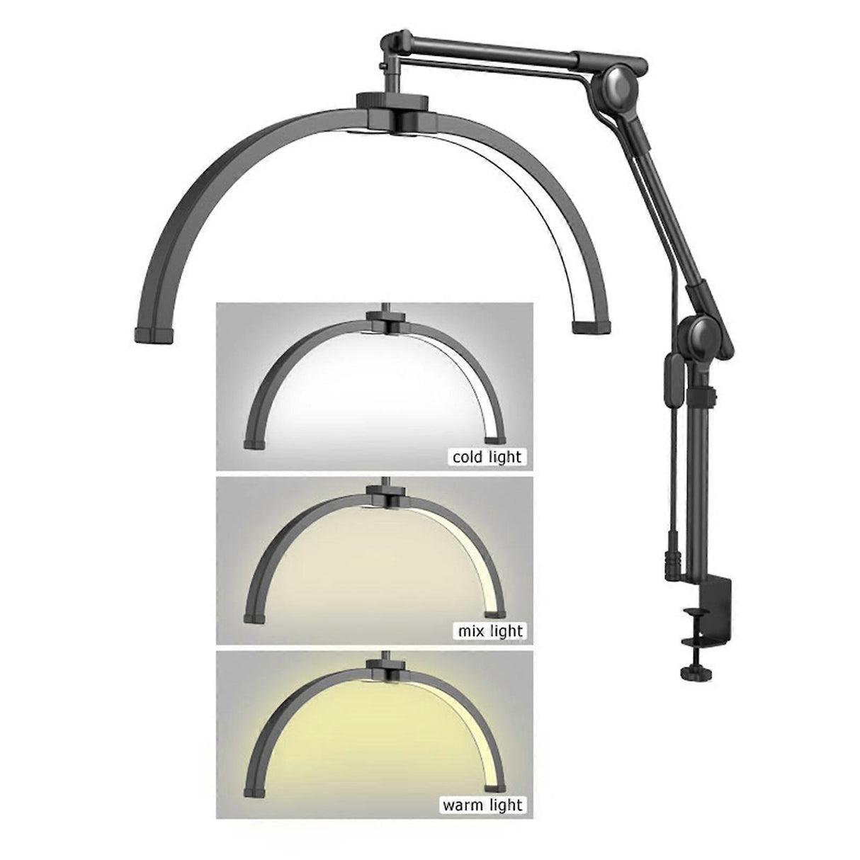 Lampe de Bureau Demi-Lune 32W 10 Niveaux 3 Températures Couleur