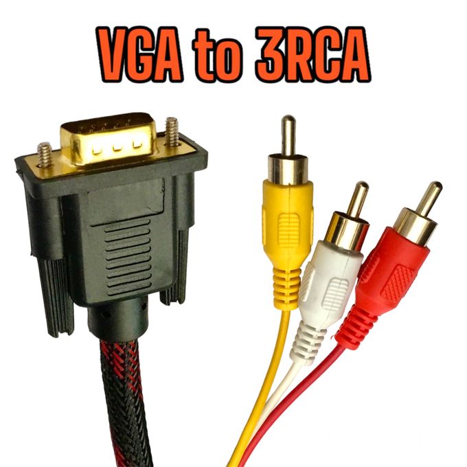 Câble VGA vers 3RCA 1.5M – Adaptateur AV pour PC, TV, Projecteur, DVD
