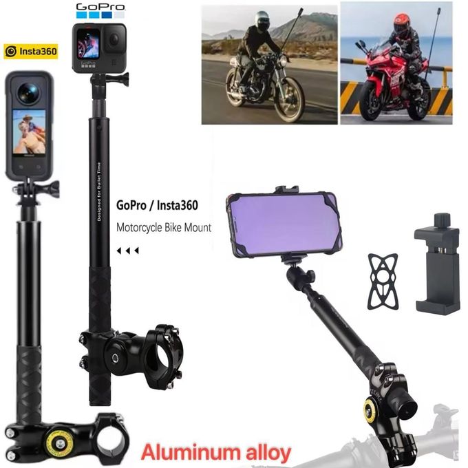 Perche à Selfie en Alliage d'Aluminium 1m25 – Compatible Insta360, GoPro, Moto & Vélo