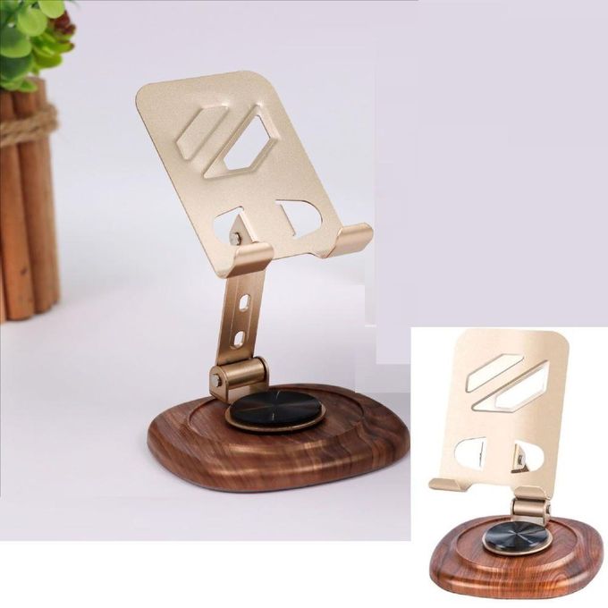 Support Téléphone Métal Réglable avec Base Bois – L-398