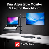 Support Bureau Double Bras pour Écran et Ordinateur Portable