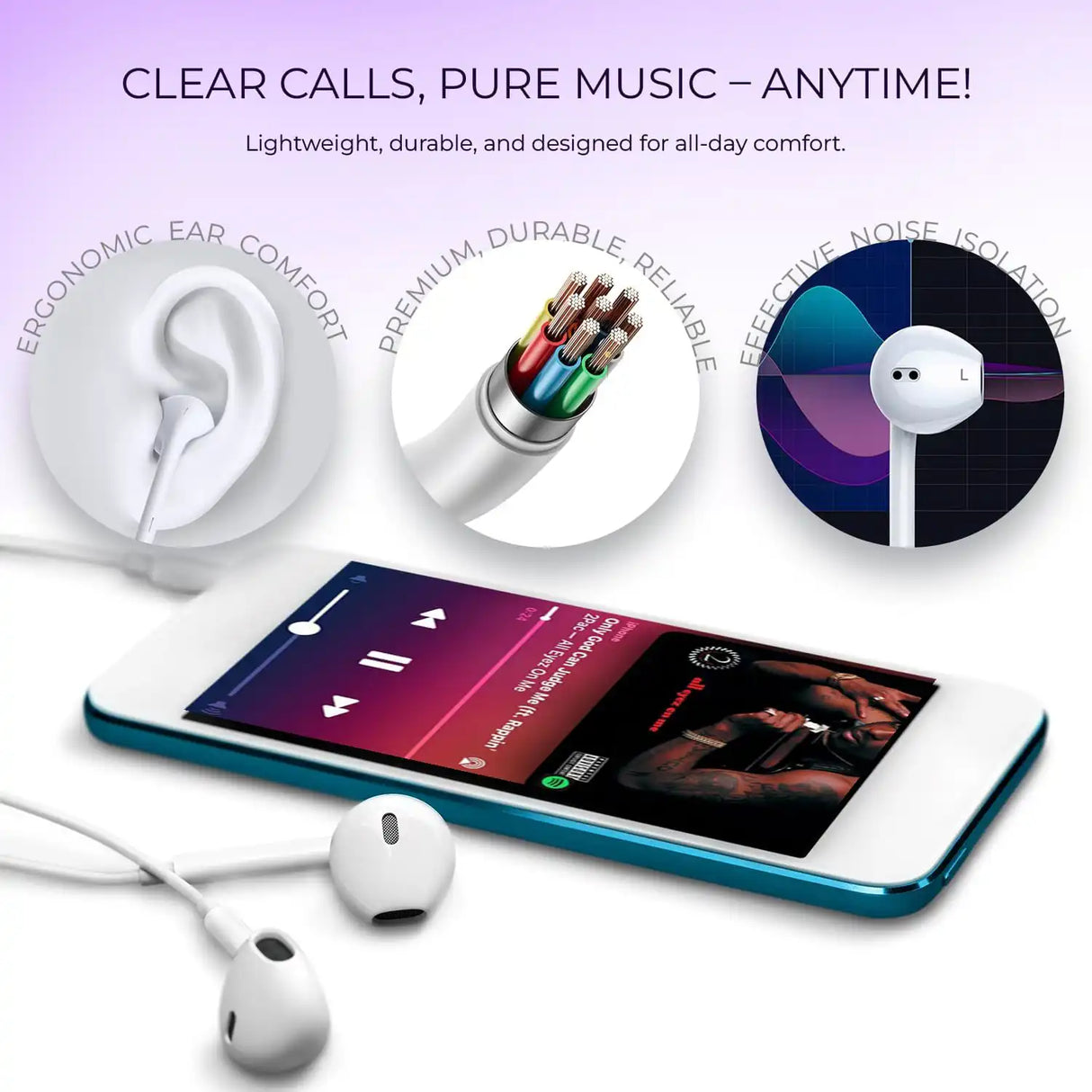 IG ROYAL IG-100 Écouteurs Intra-Auriculaires avec Micro – Blanc