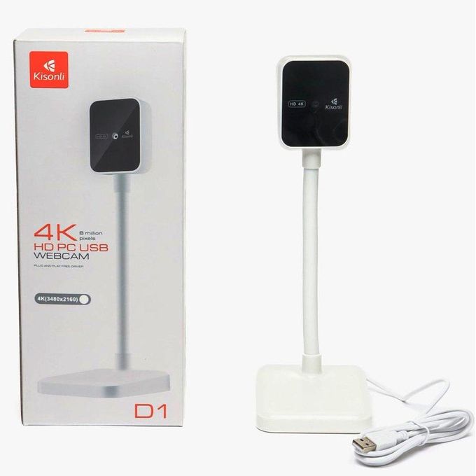 Webcam Kisonli D1 – ULTRA HD 4K avec Microphone Intégré et Mise au Point Automatique
