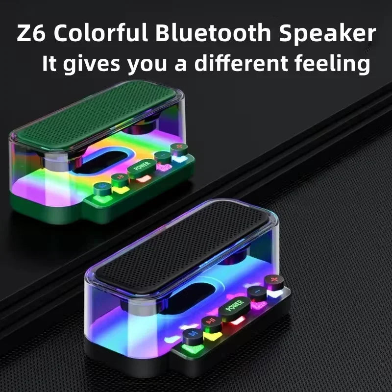Haut-parleur Bluetooth Z6 – Son Stéréo HiFi, 10W, Lumières Colorées, Batterie 1200mAh