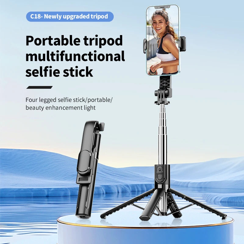 Selfie Stick Trépied C18 Sans Fil 103cm Rotation 360°