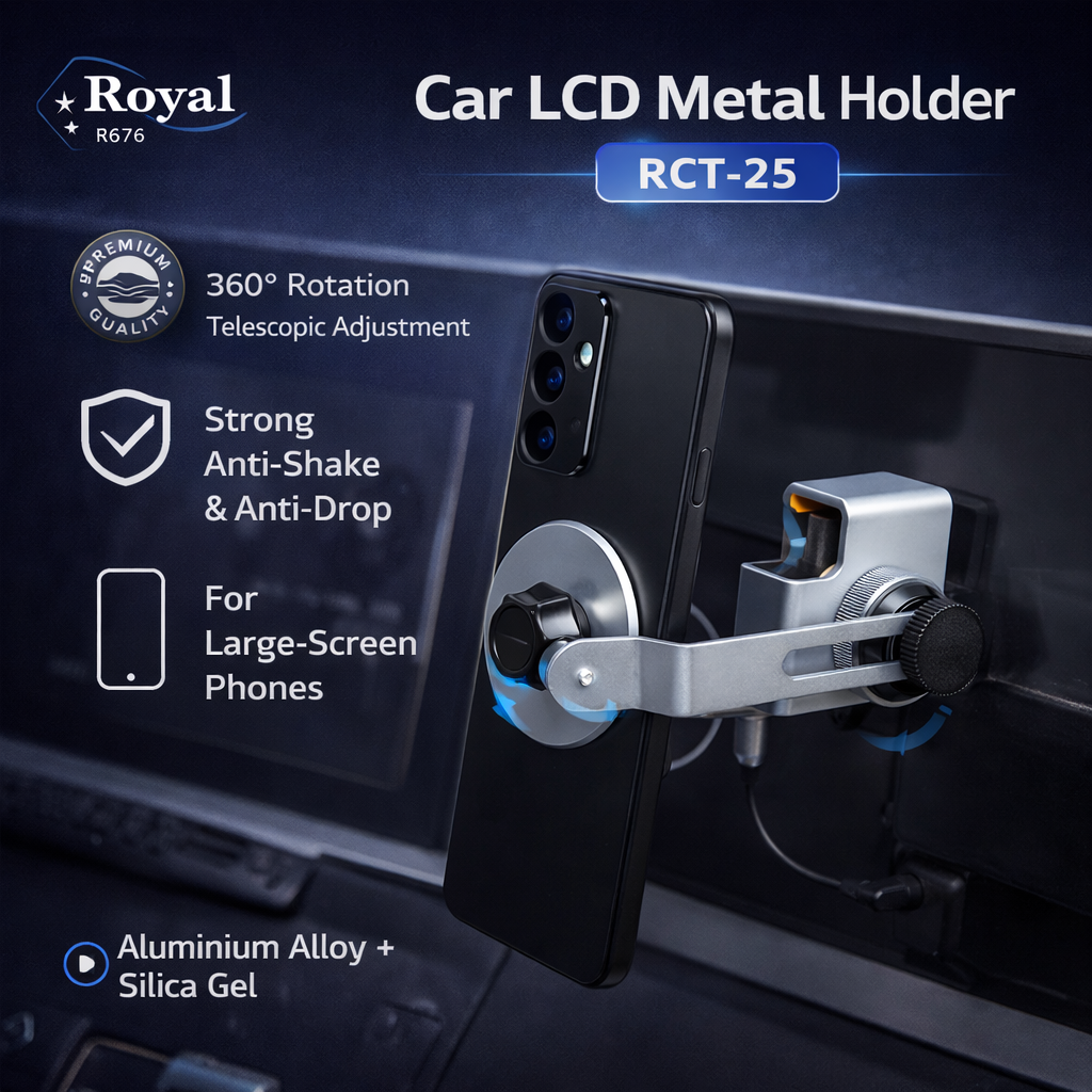 Support de Téléphone Métallique pour Écran de Voiture (Fixation sur écran LCD)