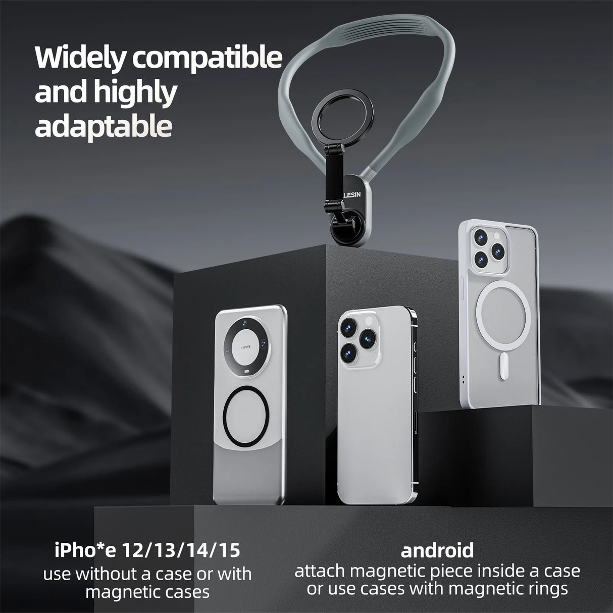 Support Magnétique de Cou pour Smartphone – Telesin, Compatible iPhone & Android