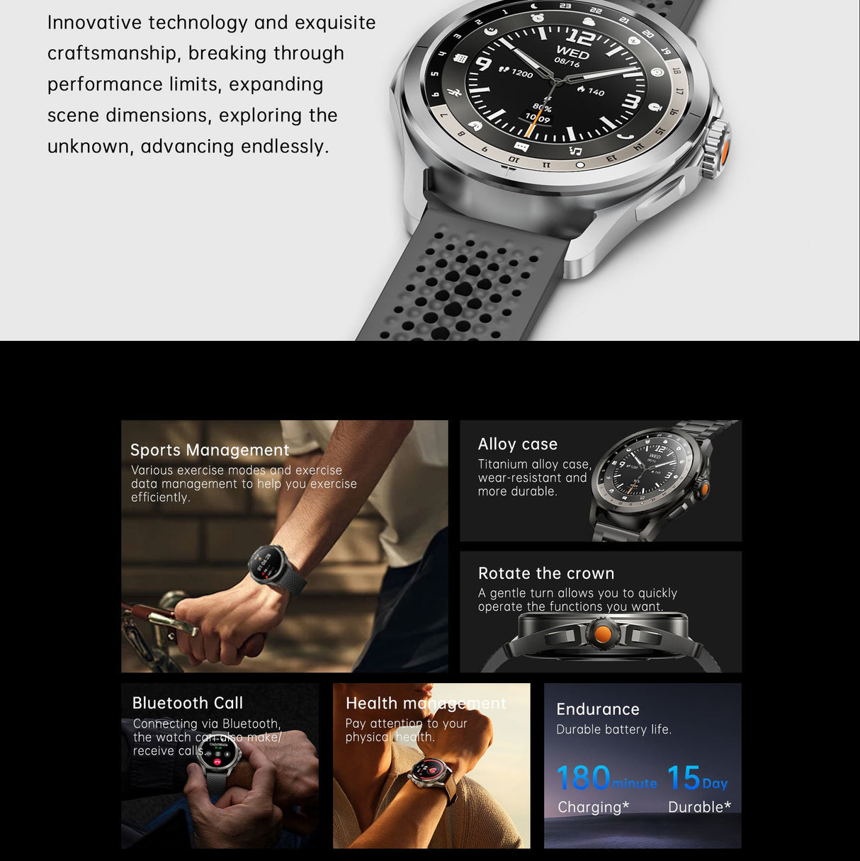 Montre Connectée KALOBEE SK44 Bluetooth Appels Écran HD 1.60"