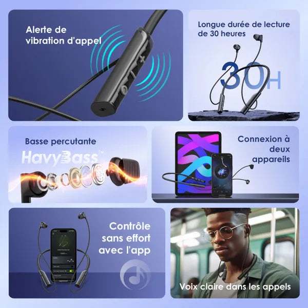 Oraimo Necklace Lite – Casque Bluetooth à vibration d’appel 30h