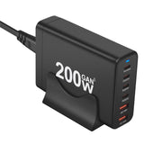 Chargeur GaN 200W Multiport 6 Ports (4 USB-C + 2 USB-A) – Charge Rapide PD 3.0