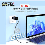 Chargeur Rapide GaN 65W USB-C PD pour Smartphone et Ordinateur