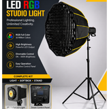 Kit Studio LED RGB 100W Softbox 90cm + Trépied 2,6m