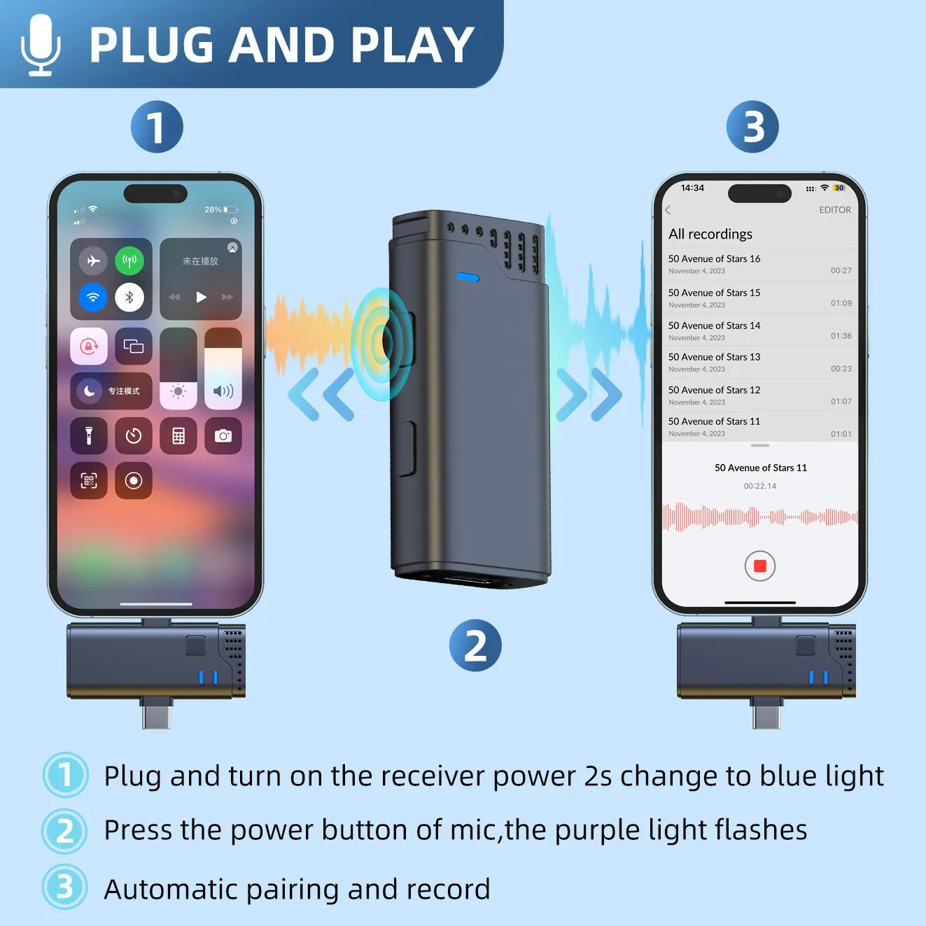 Microphone Sans Fil 2.4G MW-16 avec Boîtier de Charge – Pour Téléphone et Caméra