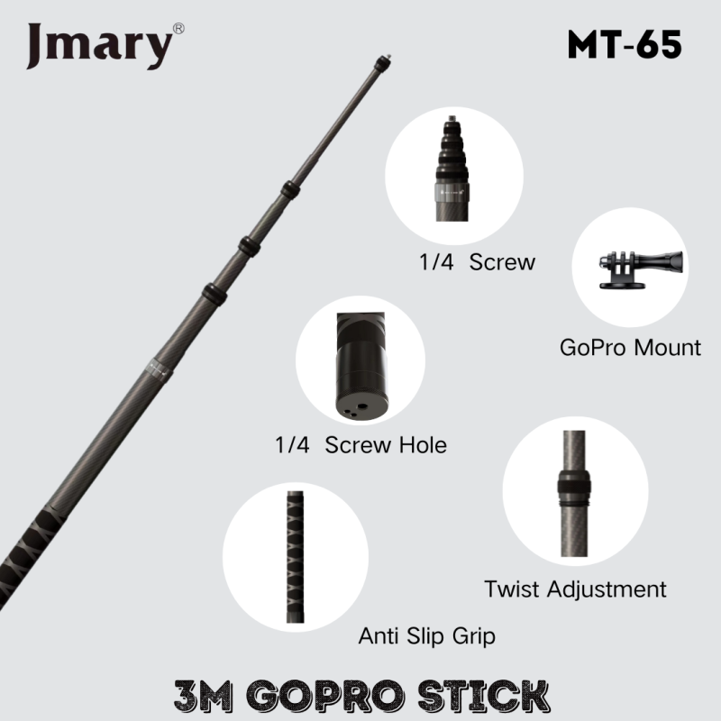 Perche Télescopique 3 m Fibre de Carbone Jmary MT-65