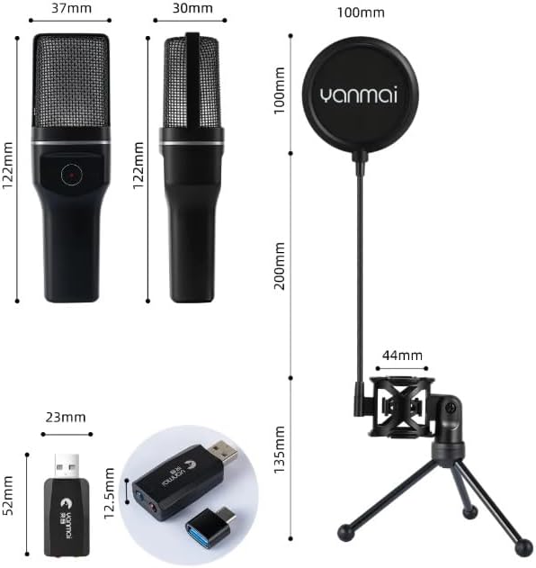 Microphone Sans Fil Yanmai SF-777W RGB avec Réduction de Bruit pour Gaming & Streaming