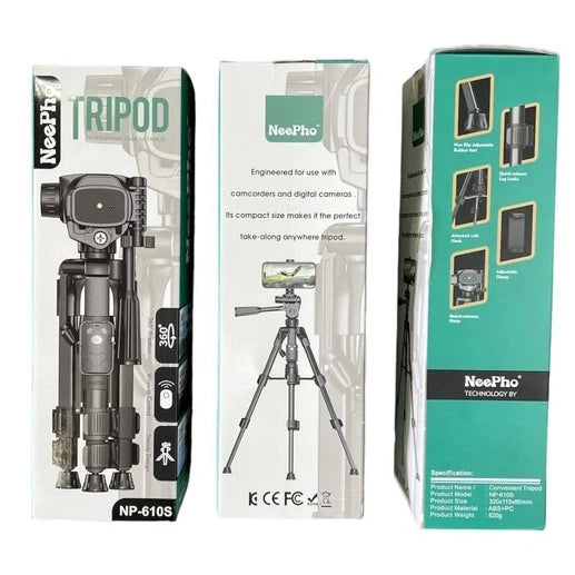 Trépied Professionnel Neepho NP-610S pour Téléphone et Caméra – 65 cm