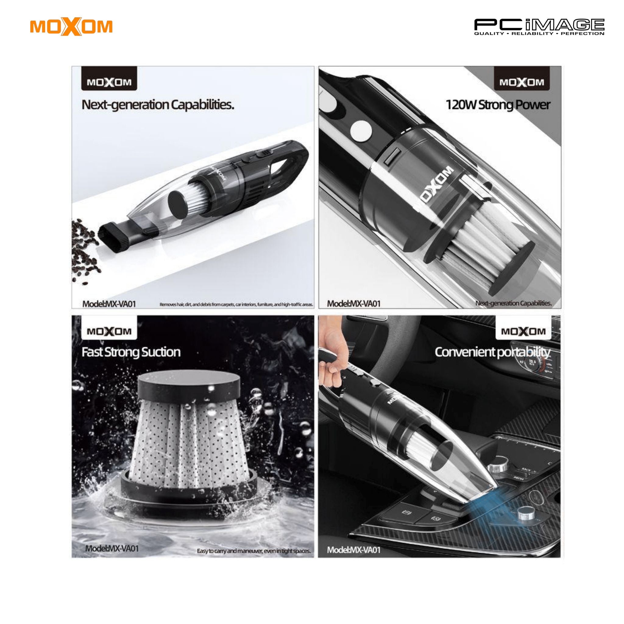 مُكنسة يدوية لاسلكية موكسم MXVA01 - قوة 120 واط، قابلة للشحن ومحمولة