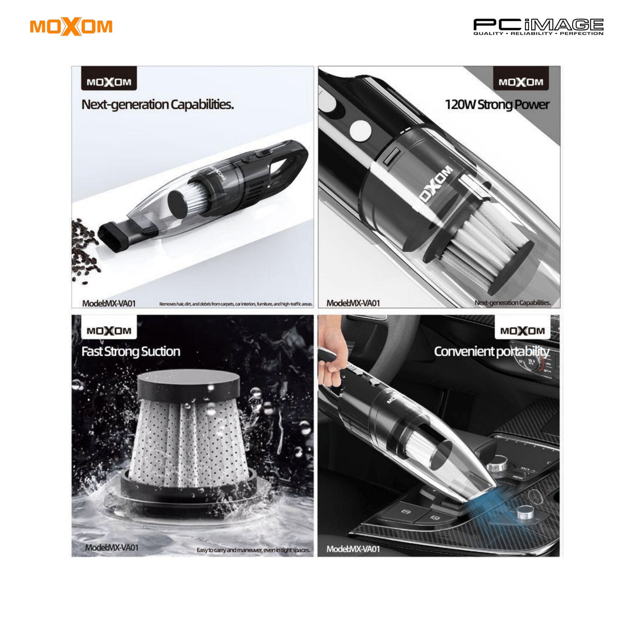 مُكنسة يدوية لاسلكية موكسم MXVA01 - قوة 120 واط، قابلة للشحن ومحمولة