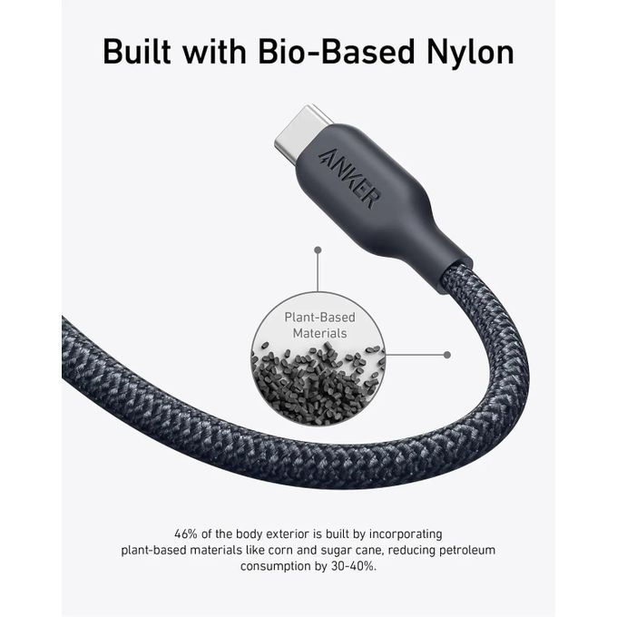 Câble Anker USB-C vers USB-C 240W Nylon Bio-Sourcé Ultra Résistant