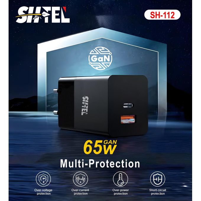 Chargeur Rapide GaN 65W USB-C PD pour Smartphone et Ordinateur