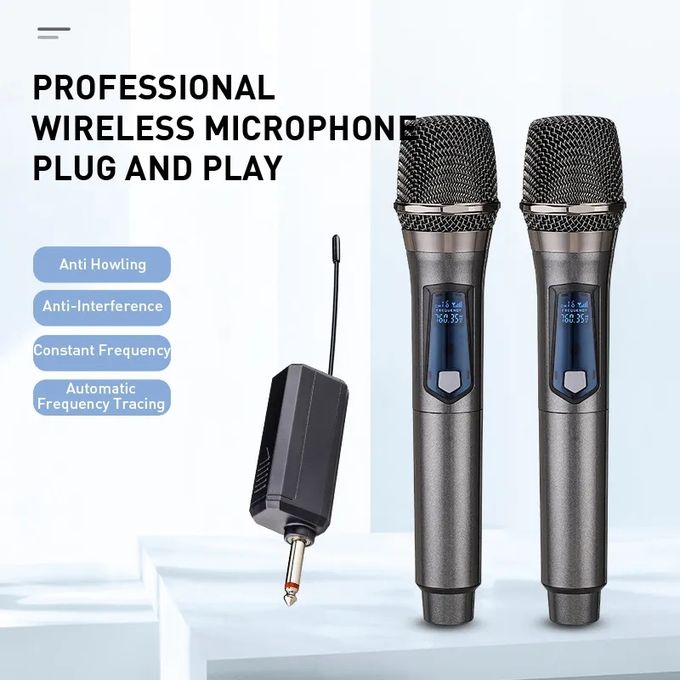 Microphone Sans Fil UHF Double Canal avec Récepteur – Set de 2 Micros