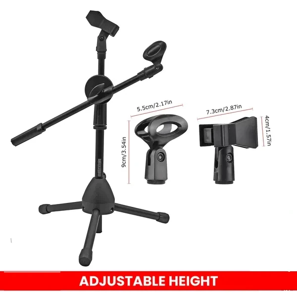 Support Micro de Bureau Réglable avec Bras Articulé – Trépied Stable