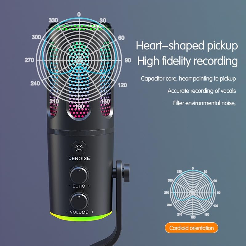 Microphone USB NeePho NP-M01 avec Réduction de Bruit ANC et LED RGB