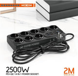 Rallonge Électrique 14-en-1 Moxom avec USB Rapide – 2M