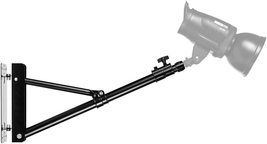 Bras mural extensible 180° pour ring light et éclairage studio