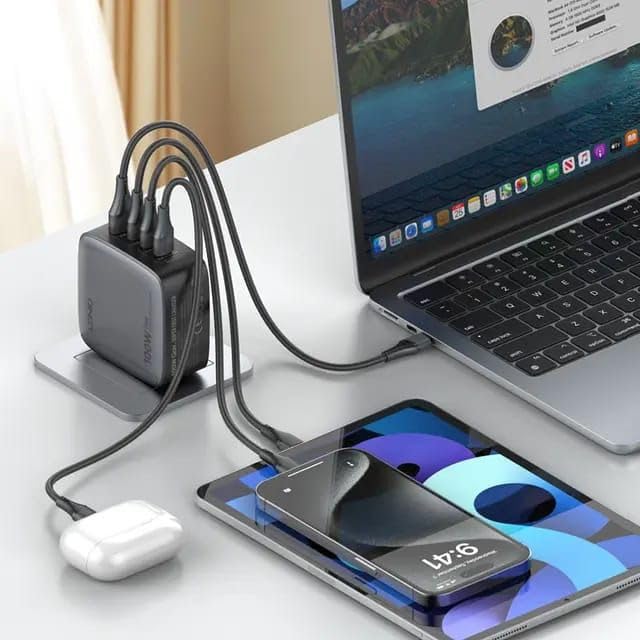 Chargeur GaN 100W LDNIO Q408 avec 4 Ports USB (3 Type-C + 1 USB-A)