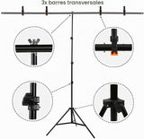Support de Fond Photo en T Métal 2 × 2 m