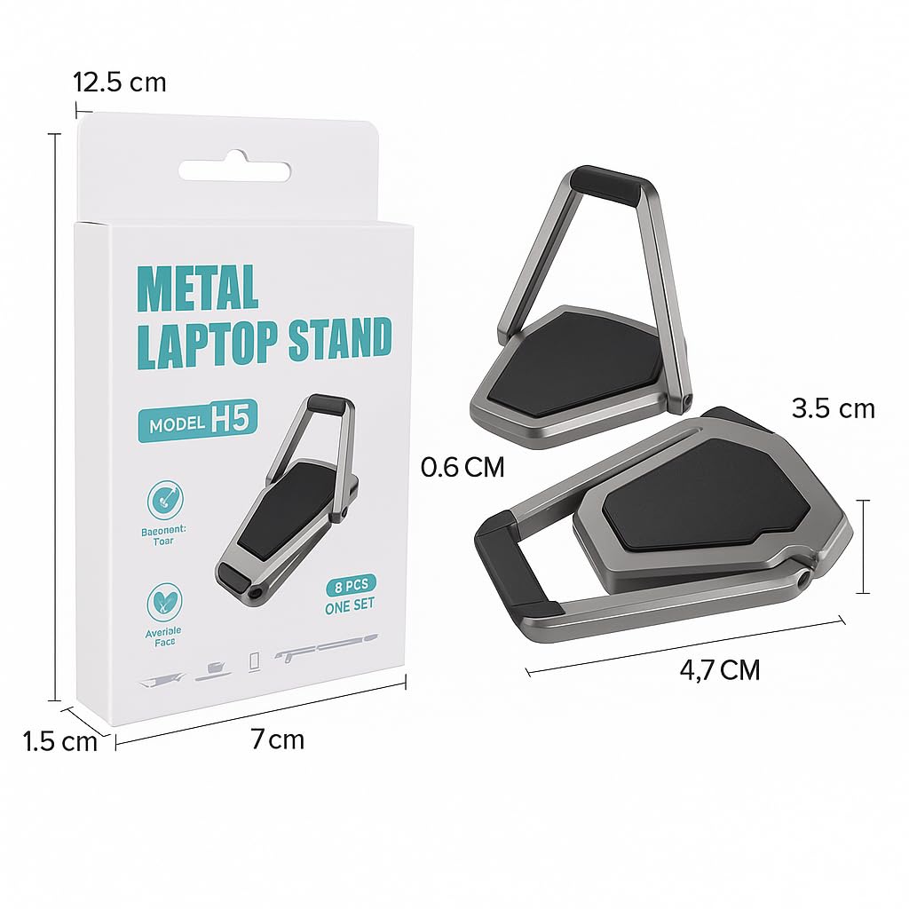 Support pour Ordinateur Portable H5 en Métal (Lot de 2) – Pliable, Ultra-Portable