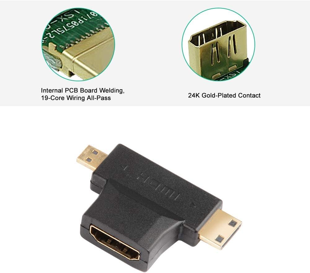 Adaptateur HDMI 2-en-1 Mini/Micro vers HDMI Femelle