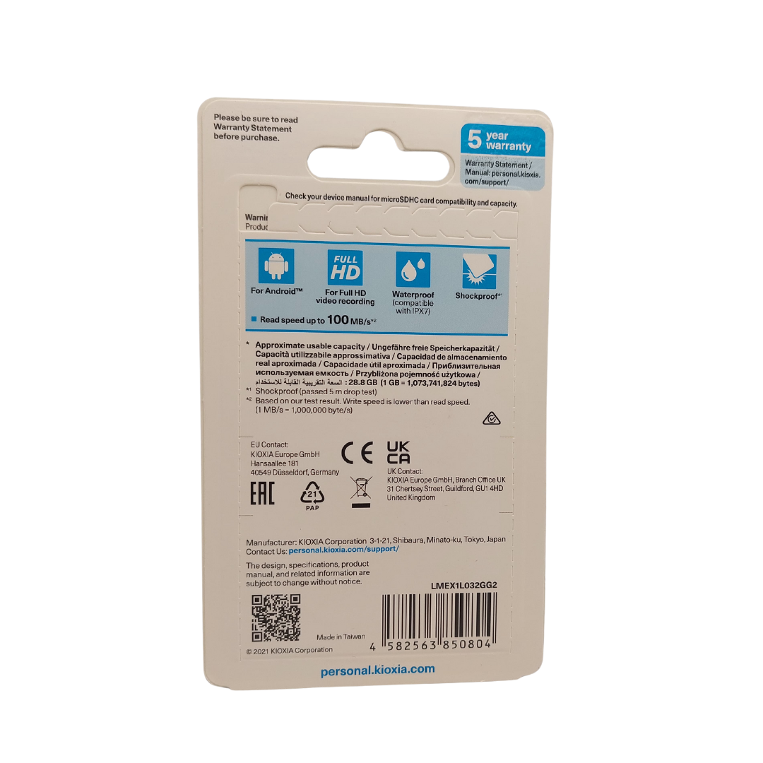 Carte mémoire Kioxia EXCERIA 32 Go – microSDHC UHS-I