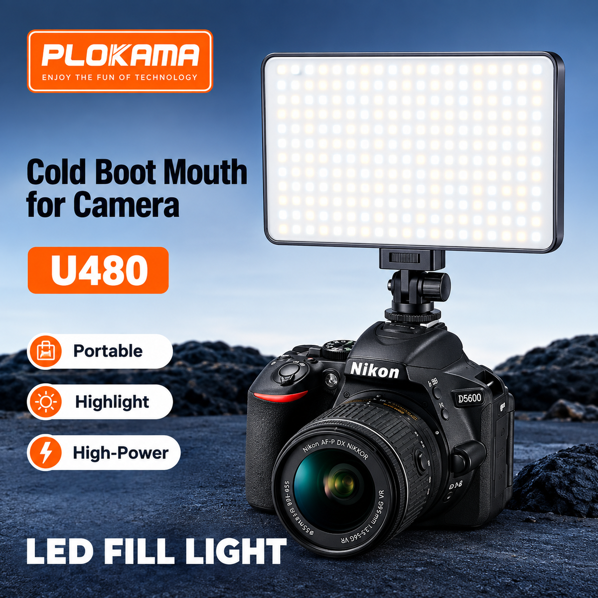 Lampe LED  pour Caméra & Smartphone Plokama U480 20W