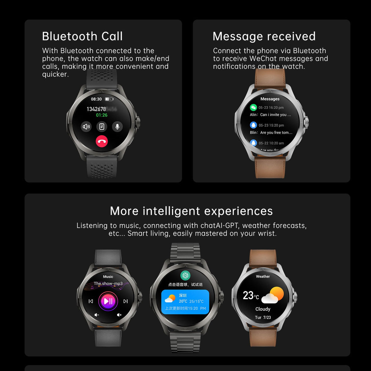 Montre Connectée KALOBEE SK44 Bluetooth Appels Écran HD 1.60"