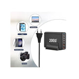 Chargeur GaN 200W Multiport 6 Ports (4 USB-C + 2 USB-A) – Charge Rapide PD 3.0