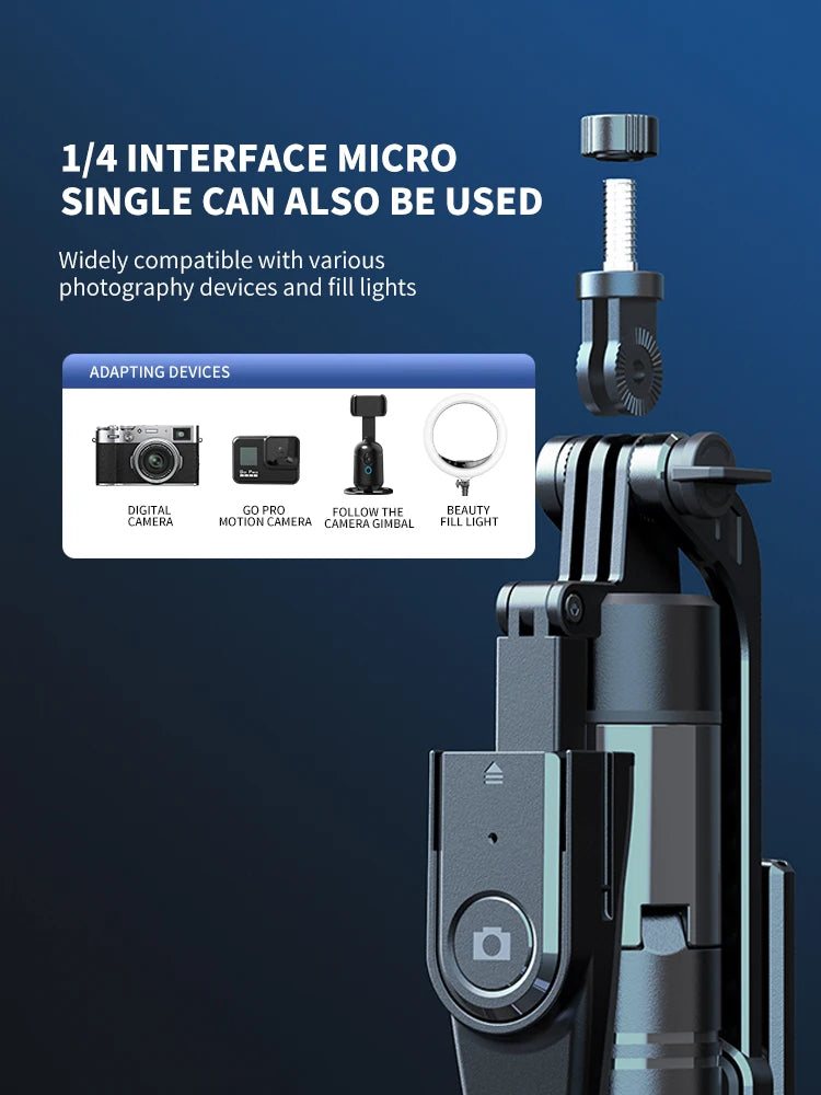 Trépied Selfie Stick K29 2.15m avec Support Téléphone et Lumière