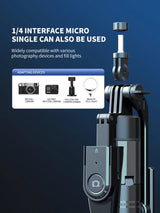 Trépied Selfie Stick K29 2.15m avec Support Téléphone et Lumière