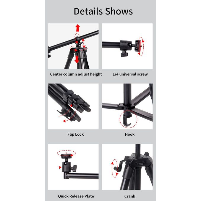 Trépied Jmary KP-2207 pour Smartphone et Caméra – 133 cm