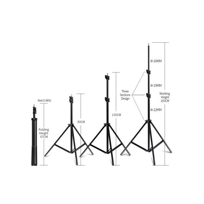 Puluz Softbox 50x70cm – Kit Éclairage Photo/Vidéo avec 4 Lampes de 20W + Trépied 200cm