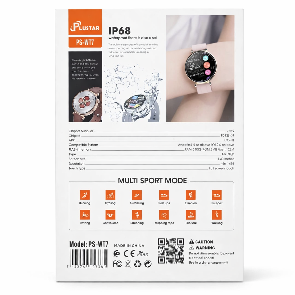 Montre Connectée PlusTar PS-WT7 IP68 AMOLED 1.32"