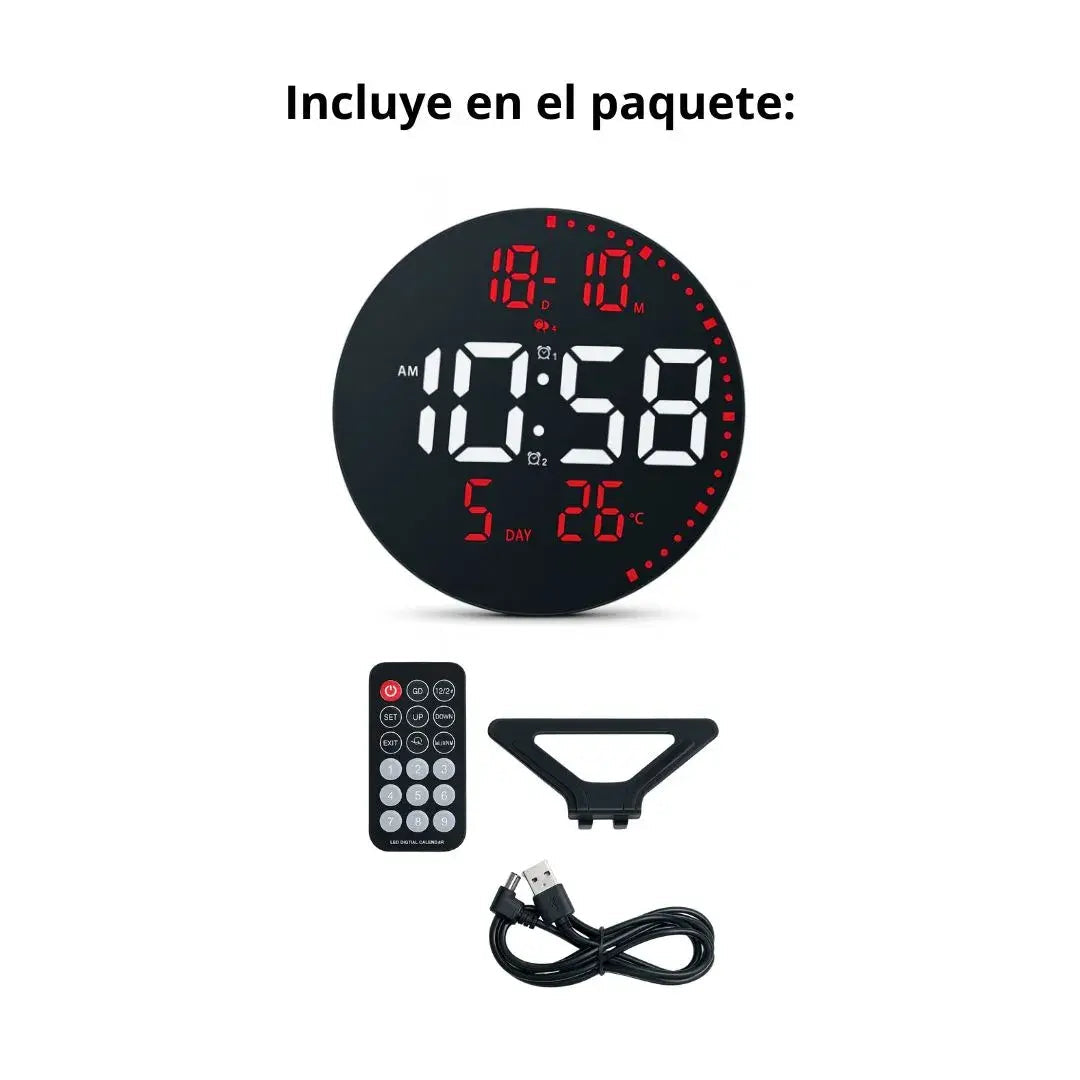 Horloge Digitale LED Ronde JH2560 avec Alarme et Température