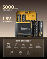 imuto 8 Piles Rechargeables AA & AAA 1300/3000mWh avec Chargeur