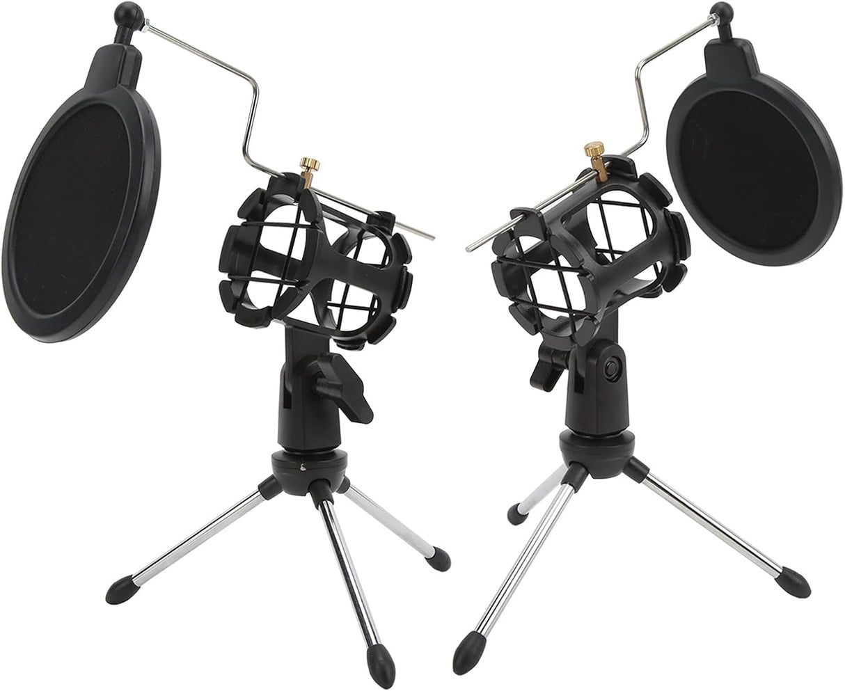 دعم ميكروفون قابل للطي مع فلتر مضاد للرياح وحامل ثلاثي مضاد للاهتزاز