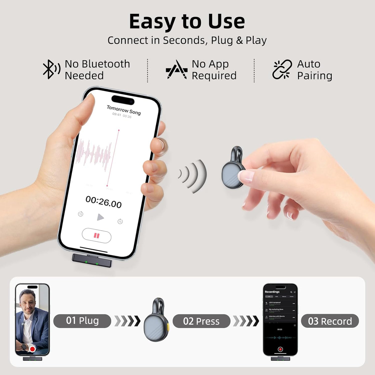 Micro-cravate sans fil 2.4G avec réduction DSP