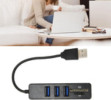 محور USB 2.0 عالي السرعة 3 منافذ وقارئ بطاقات - أسود