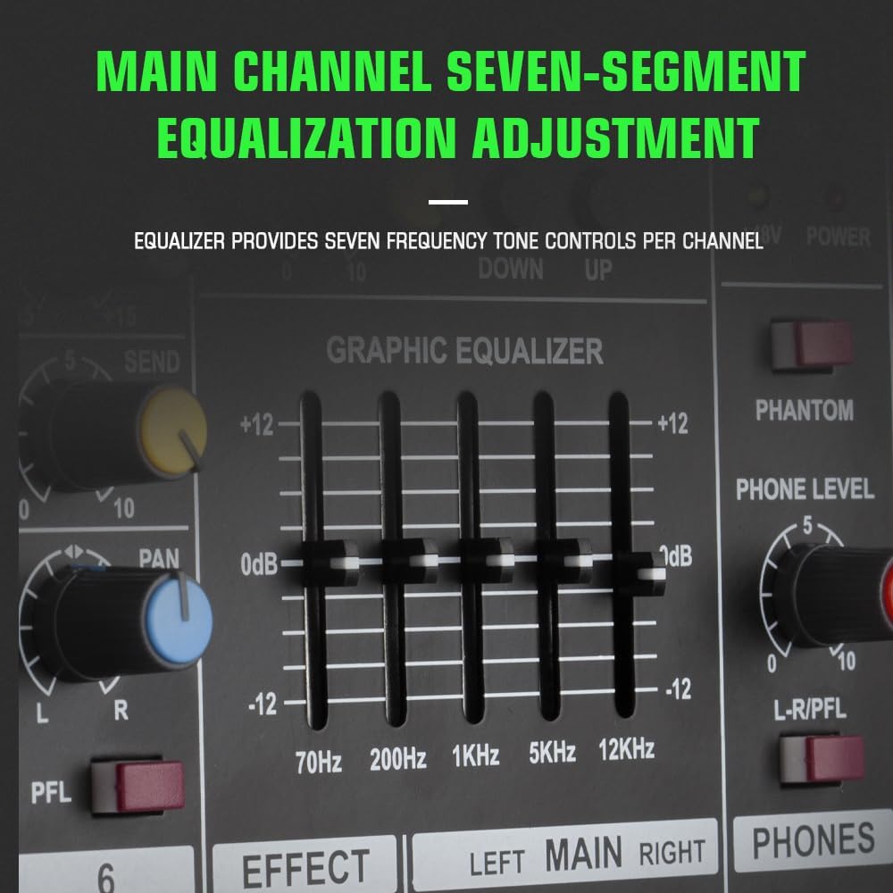 طاولة خلط احترافية LGX 6 قنوات مع مضخم صوت 300 واط، بلوتوث وUSB