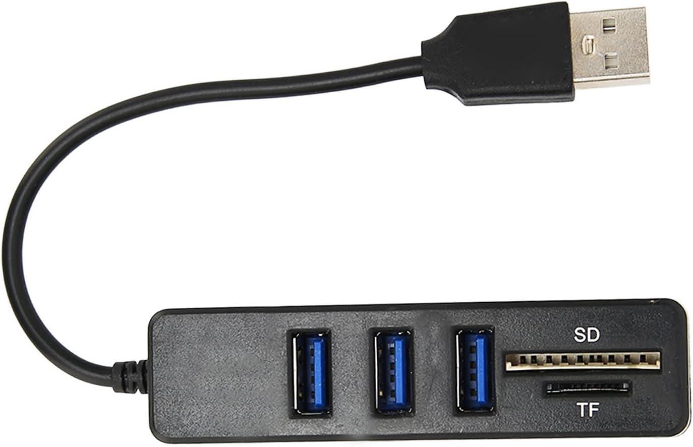 محور USB 2.0 عالي السرعة 3 منافذ وقارئ بطاقات - أسود